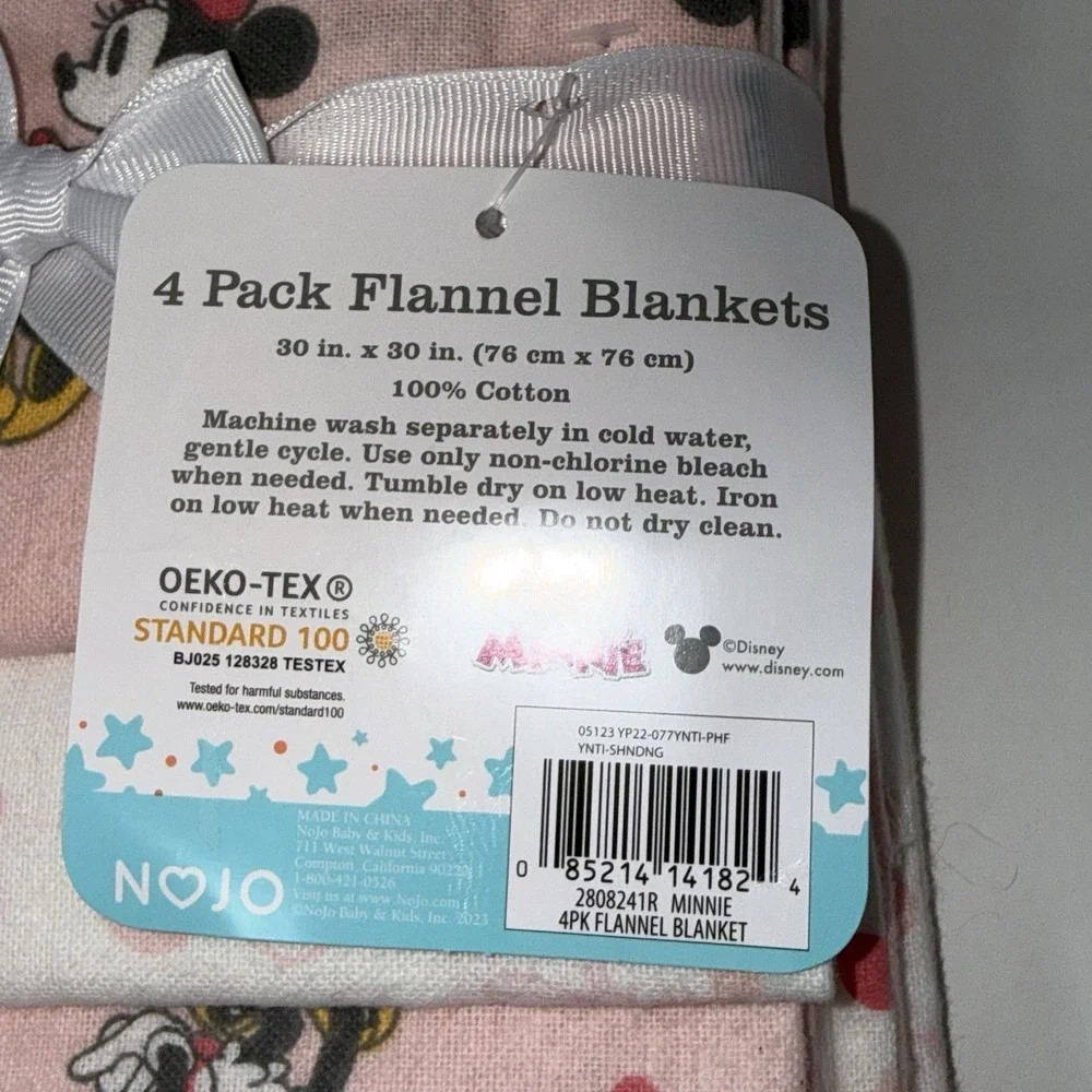 Disney Baby Minnie Mouse 100% Cotton Flannel Baby Blankets 30